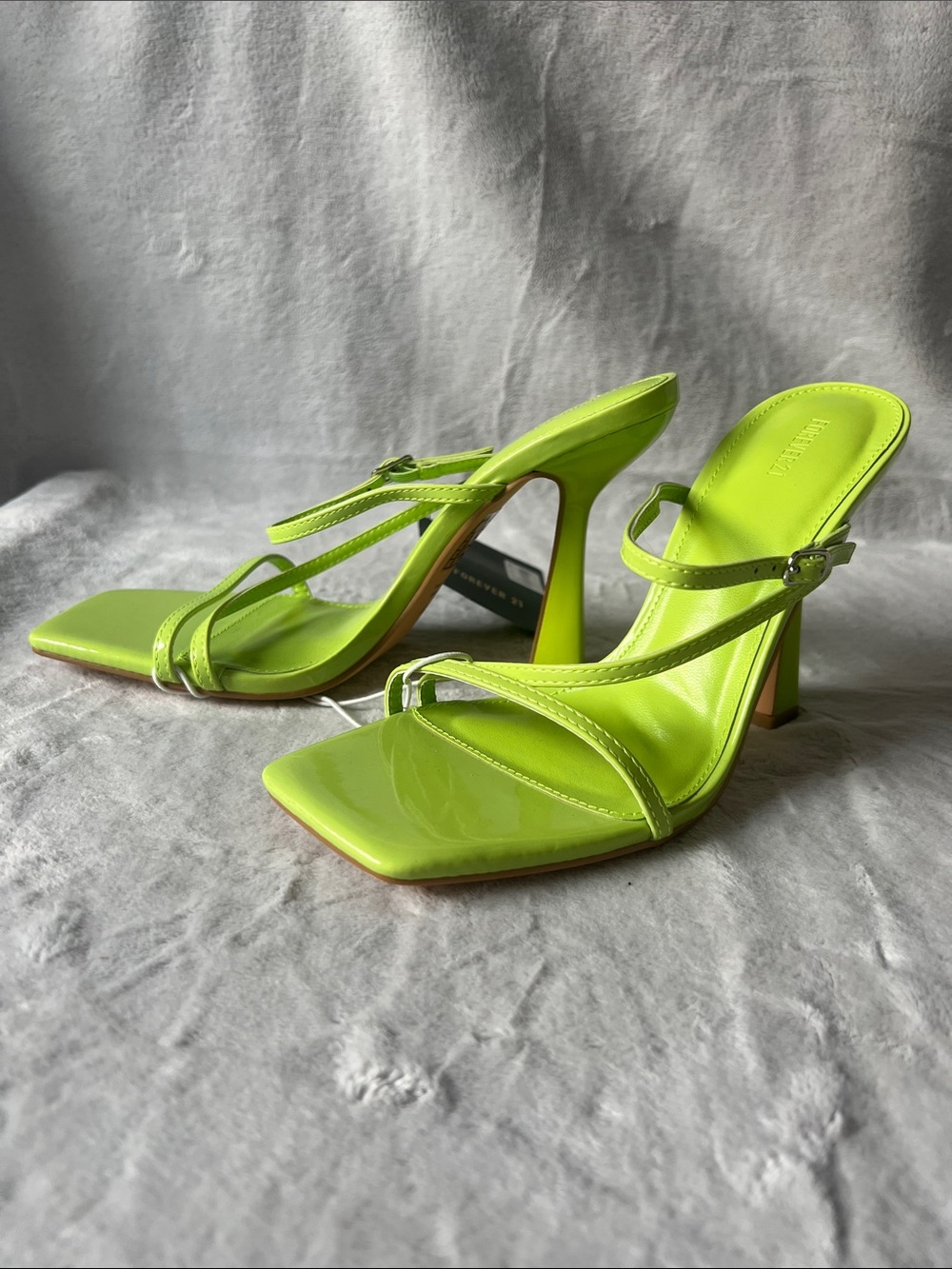 Forever21 Neon Lime Strappy High Heel SZ 8